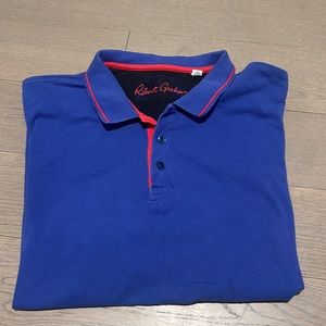 Robert Graham Size XXL Cotton Blue Polo Shirt